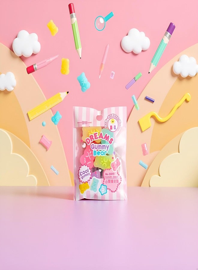 GANPUB 5 Pcs Colorful Cute Erasers - Gummy Bear Cabochons | Cartoon Bear Pencil Erasers | Erasers Animals | Interactive Eraser Pets | Stationery Supplies and School Reward - Image 3